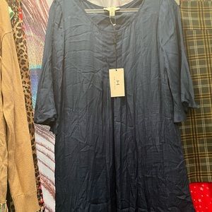 NWT H by Halston 3/4 Bell Sleeve Blue Dress Sz SM